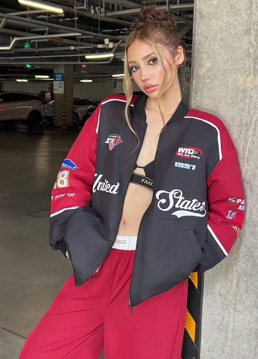 Бомбер SHEIN бейсбольний на блискавці (366742420)