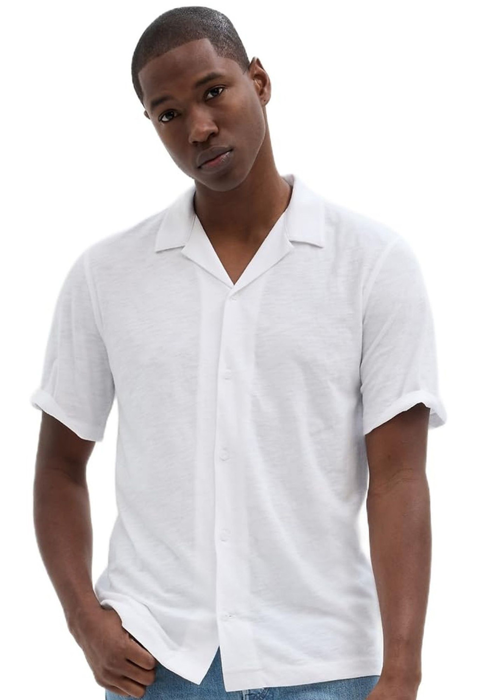 Белая кэжуал рубашка однотонная Gap