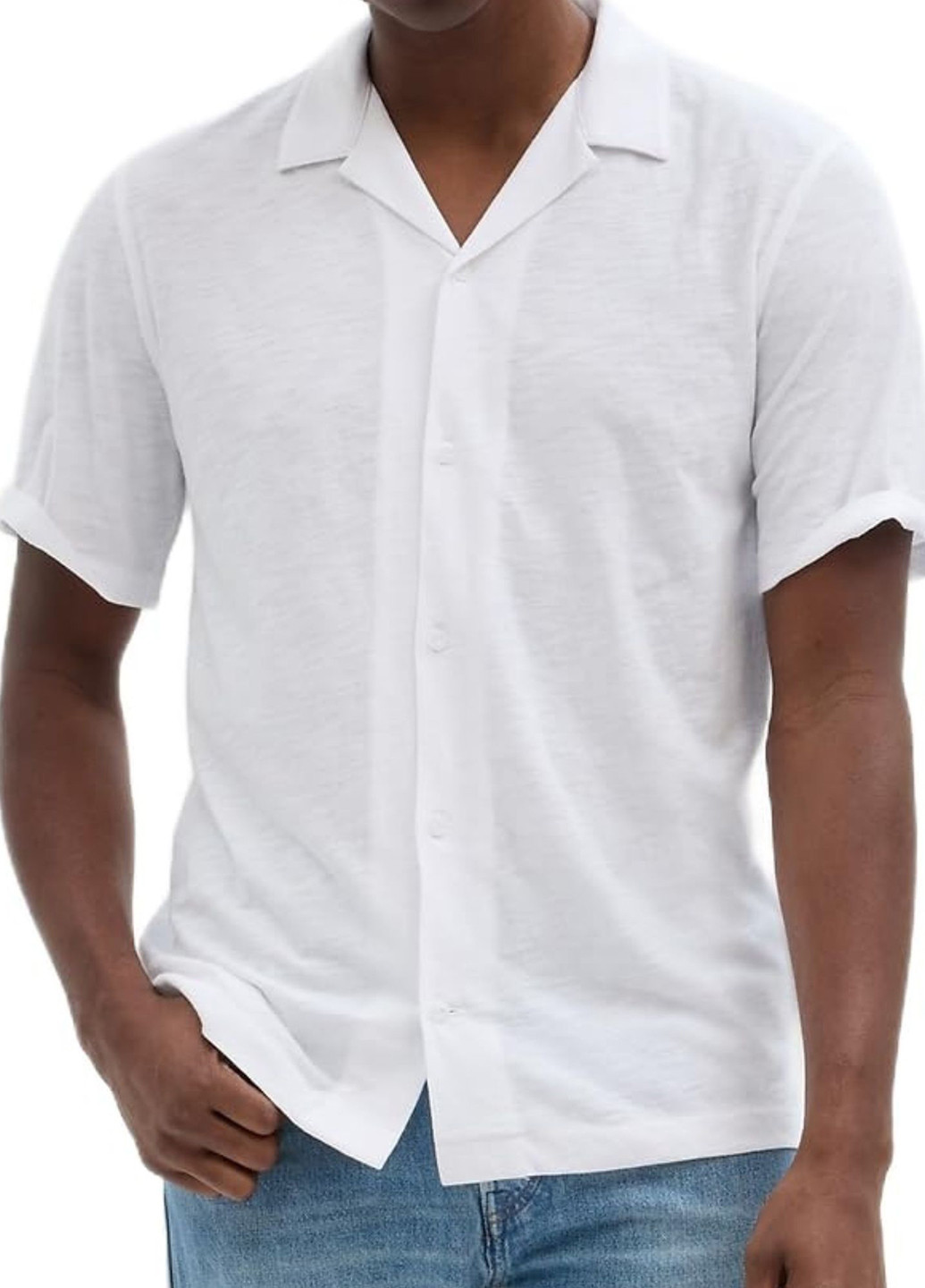 Белая кэжуал рубашка однотонная Gap