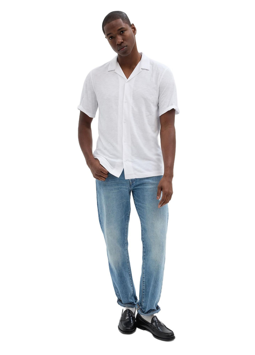 Белая кэжуал рубашка однотонная Gap