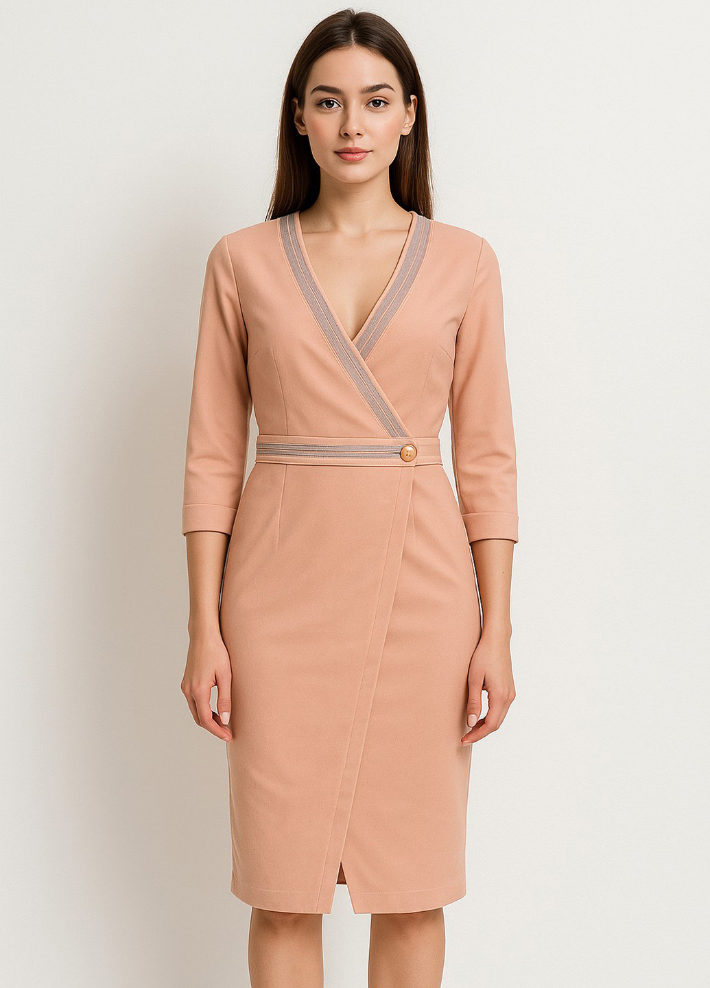 Розовое кэжуал платье футляр Sassofono однотонное