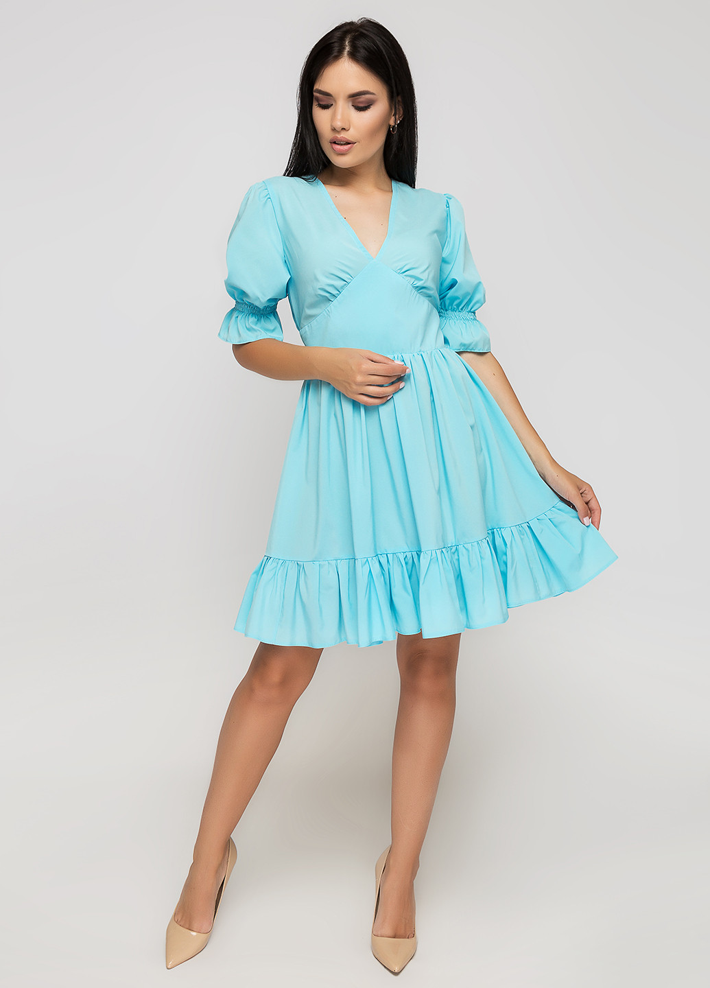 Голубое коктейльное платье Simply Brilliant однотонное