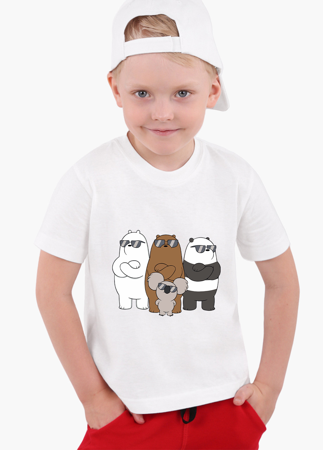 Белая демисезонная футболка детская вся правда о медведях (we bare bears) белый (9224-2892) 164 см MobiPrint