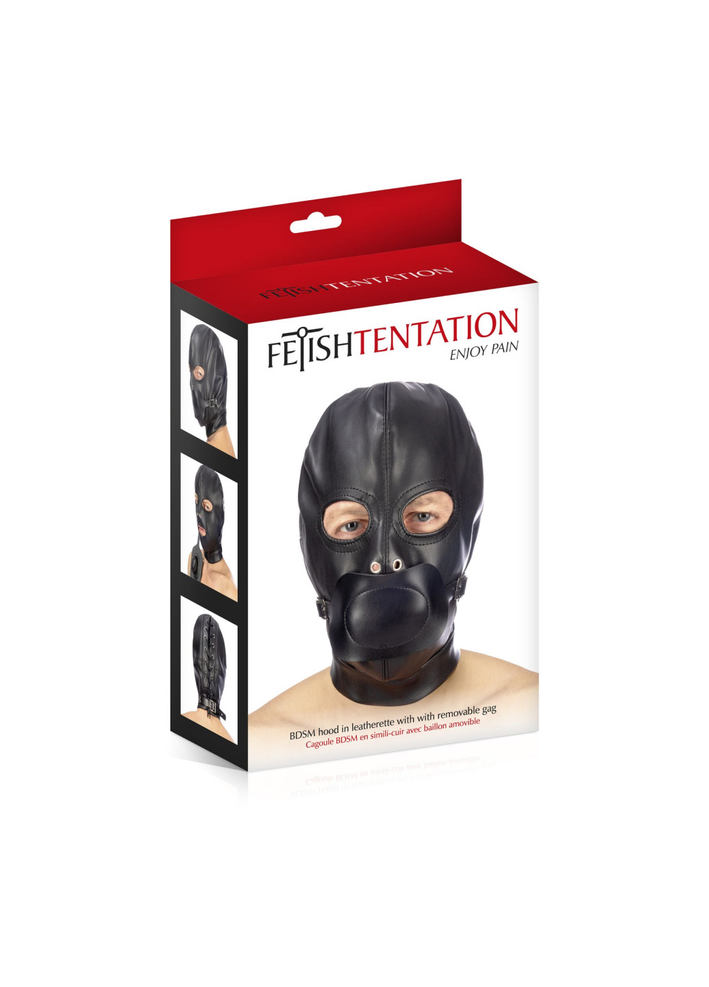 Капюшон з кляпом для БДСМ BDSM hood in leatherette with removable gag Fetish Tentation (252194396)