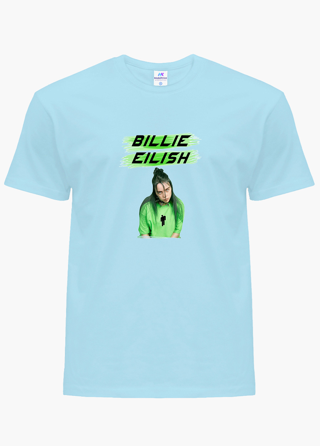 Блакитна демісезонна футболка дитяча біллі айлиш (billie eilish) (9224-1207) MobiPrint