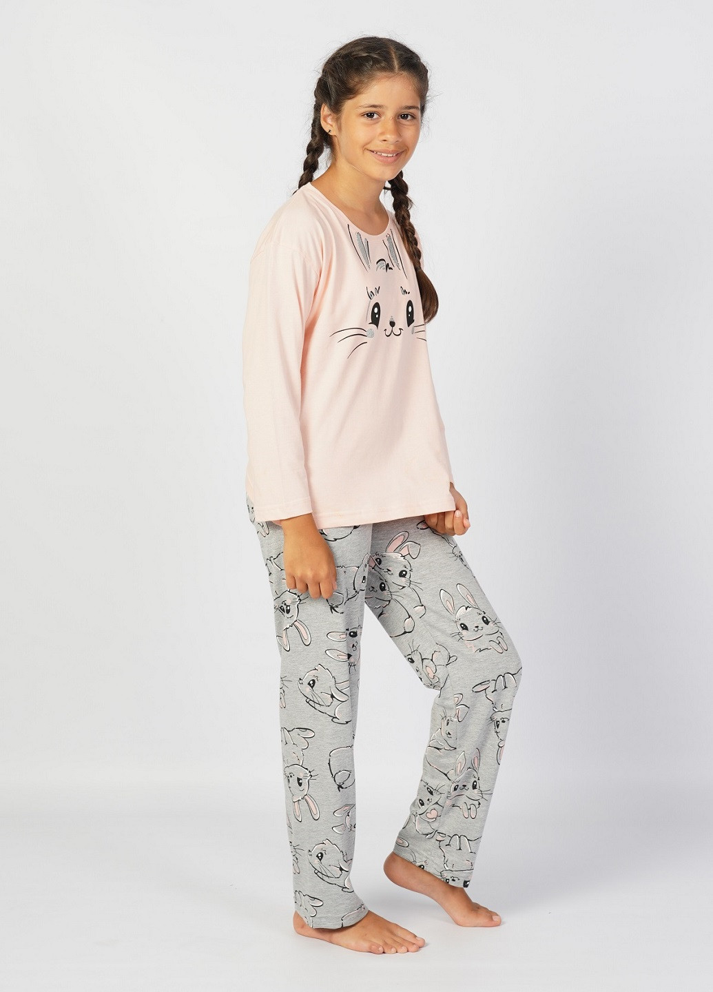 Розовая всесезон пижама(лонгслив, брюки) лонгслив + брюки Vienetta