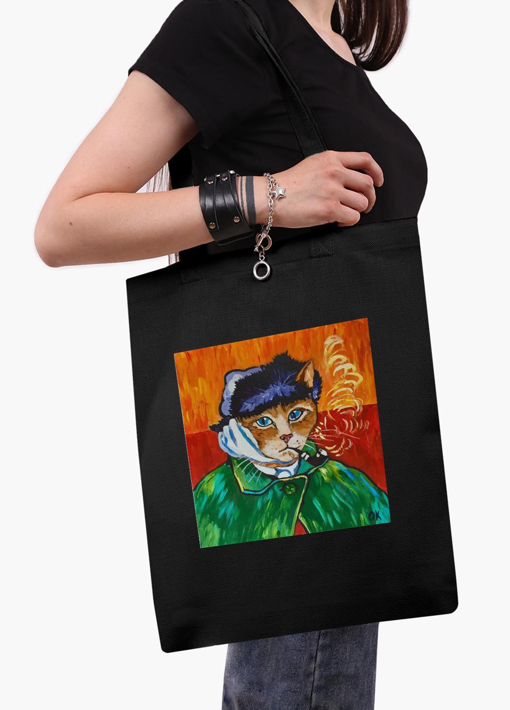 Еко сумка шоппер Кот Вінсент Ван Гог (Vincent van Gogh Cat) на блискавці (9227-2958-BKZ) MobiPrint (236265449)