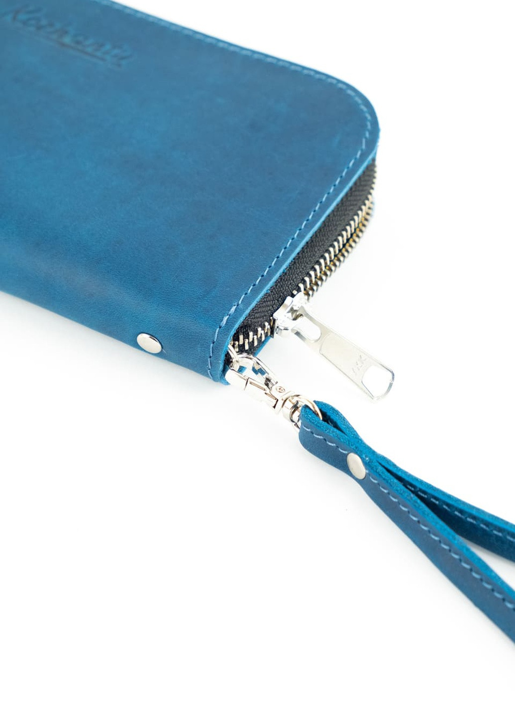 Кожаный портмоне кошелек зиппер на молнии Teo синий винтажный Kozhanty (252315361)