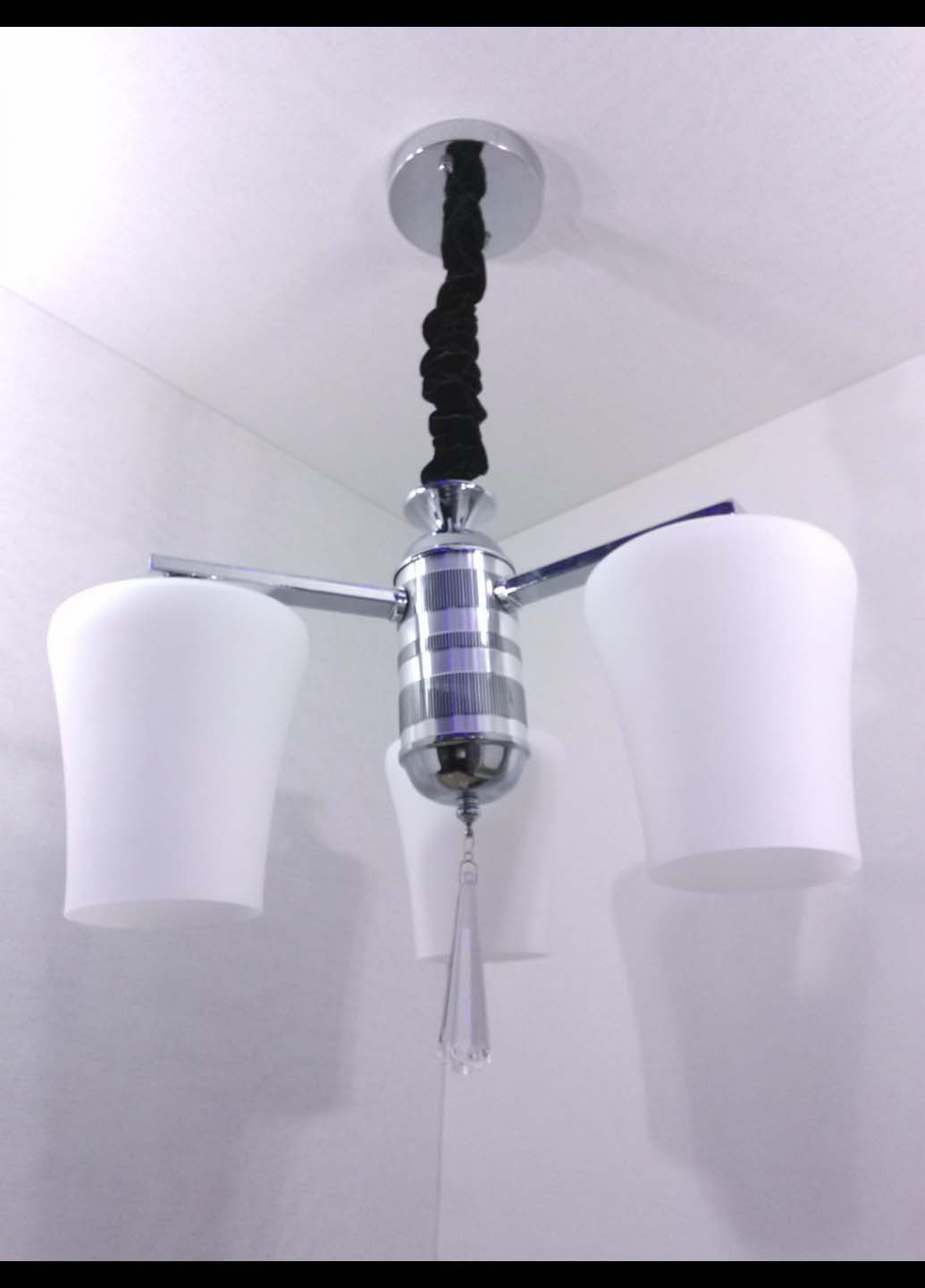 Люстра стельова підвісна на 3 лампочки 9993/3 Хром 35х40х40 см. Handmade (234537996)