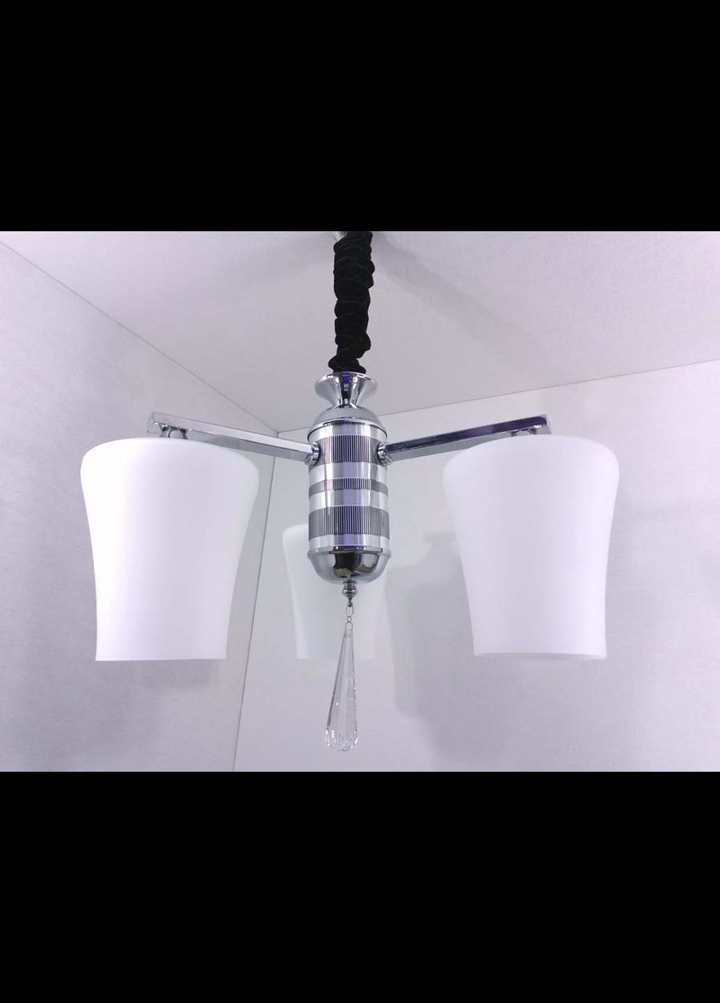 Люстра стельова підвісна на 3 лампочки 9993/3 Хром 35х40х40 см. Handmade (234537996)