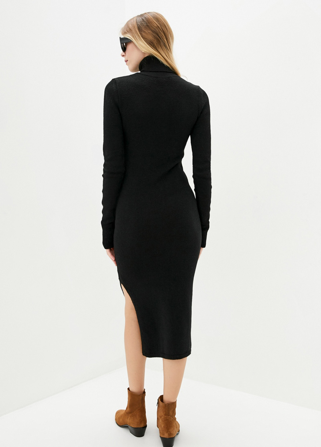 Чорна кежуал сукня сукня светр, сукня-водолазка Sewel однотонна