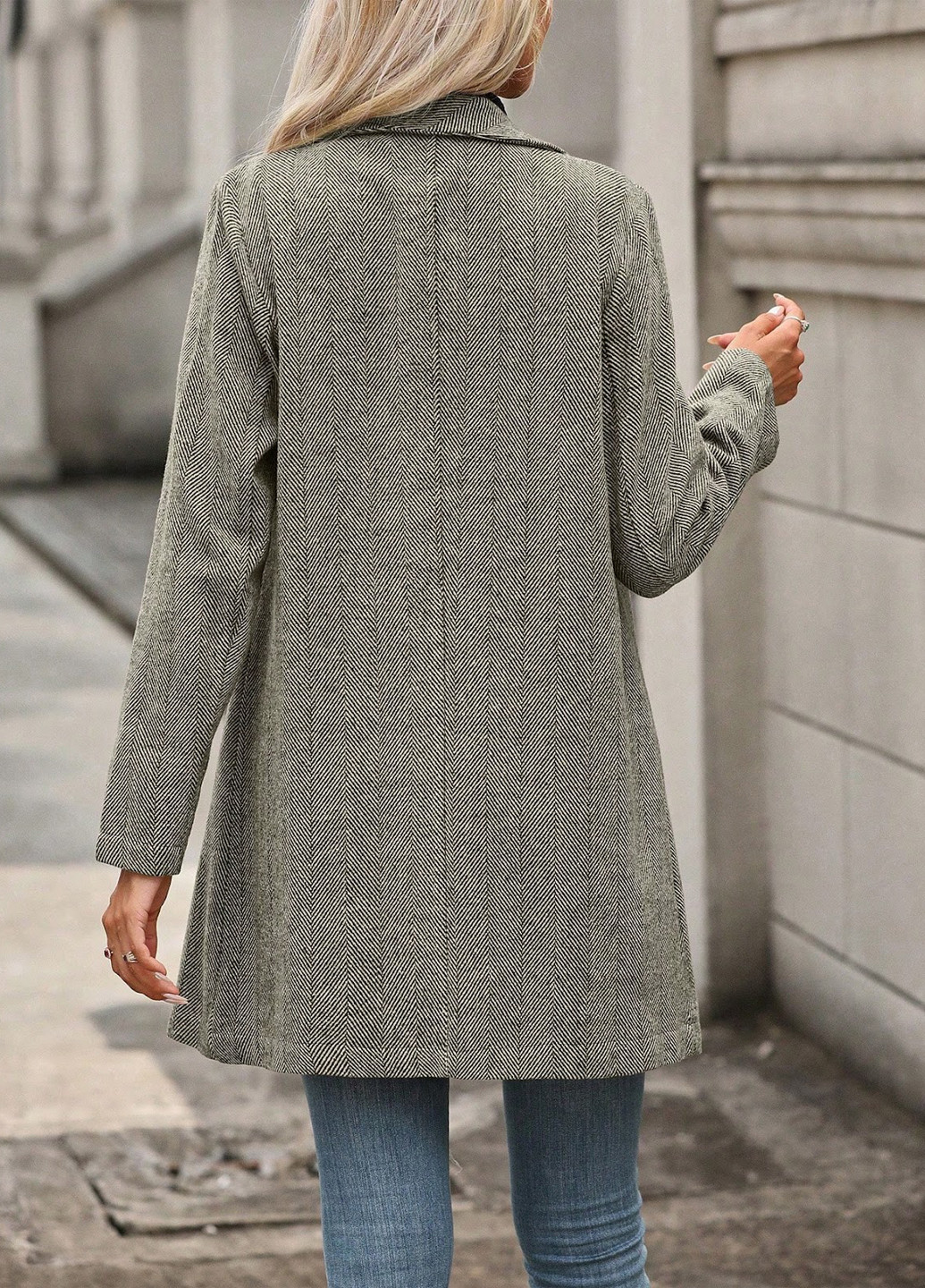 Сіре демісезонне Пальто двобортне SHEIN