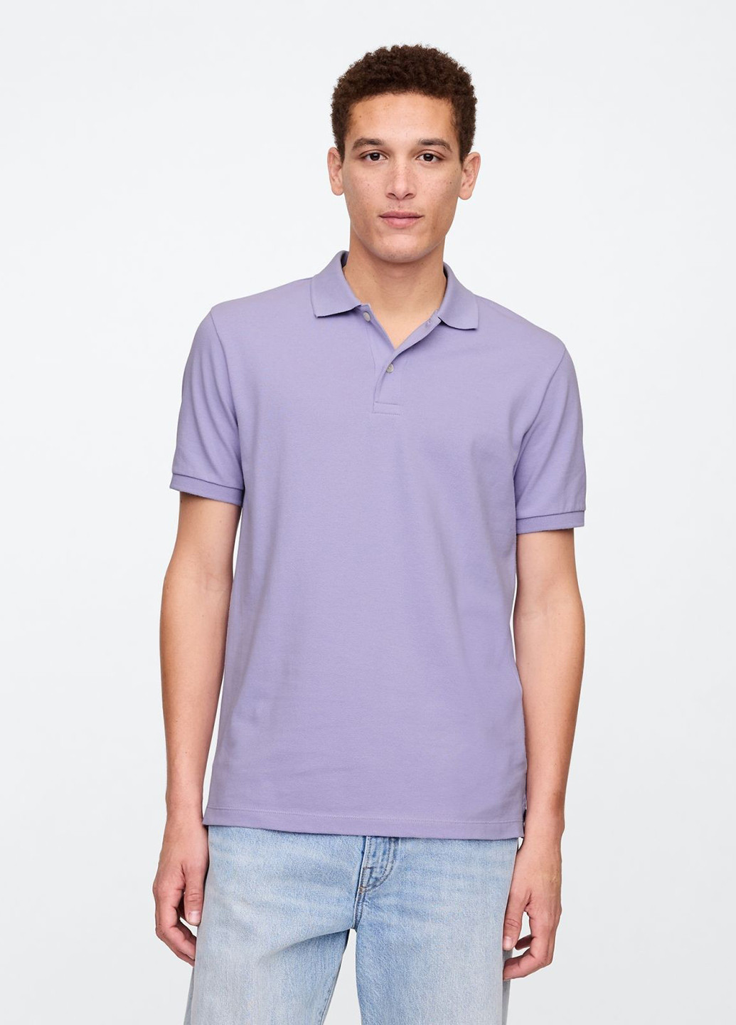 Сиреневая футболка-поло для мужчин Gap однотонная