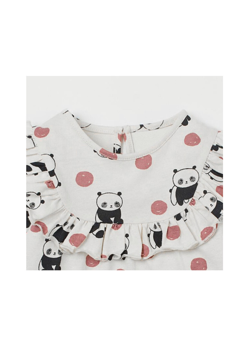 Лонгслів для дівчинки в горох із зображенням панд білий World of pandas Berni kids 59650 (251095855)