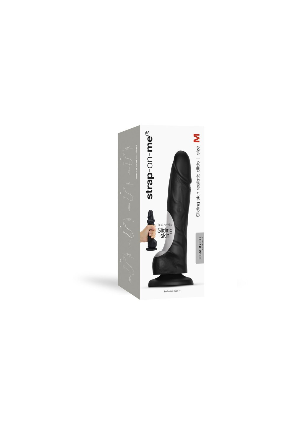 Реалистичный фаллоимитатор Sliding Skin Realistic Dildo Black - M, эффект подвижной кожи Strap-On-Me (254885496)