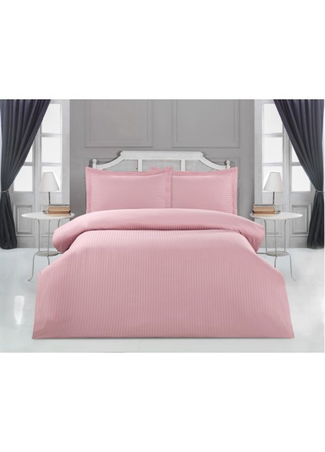 Постельное белье семейное однотонное Sole AR-A107072-Rose 240x220 см Arya (254861082)