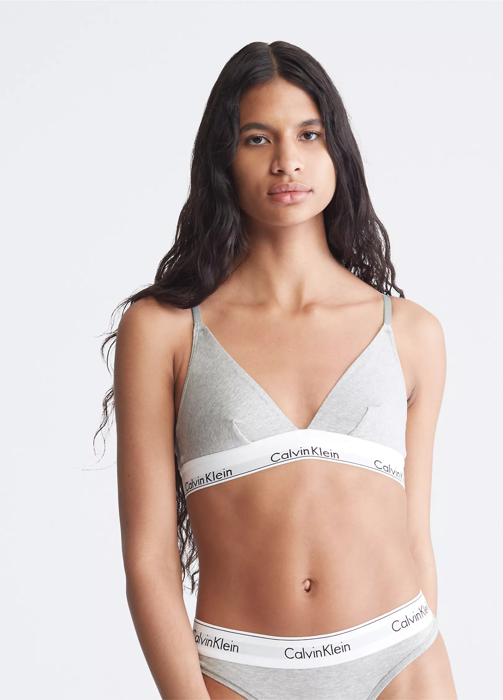 Сірий тріенджел бюстгальтер Calvin Klein без кісточок бавовна