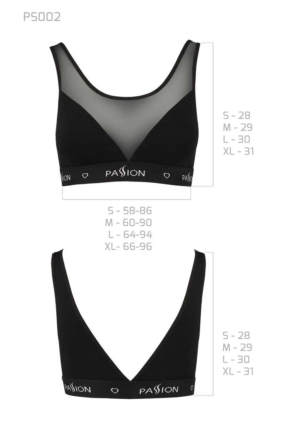 Топ з прозорою вставкою PS002 TOP white, size XL Passion (255615074)