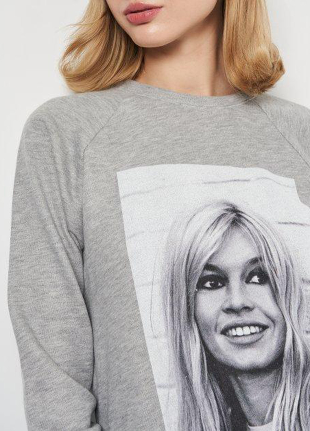 Свитшот Brigitte Bardot - Прямой крой рисунок светло-серый кэжуал хлопок, трикотаж - (252018556)