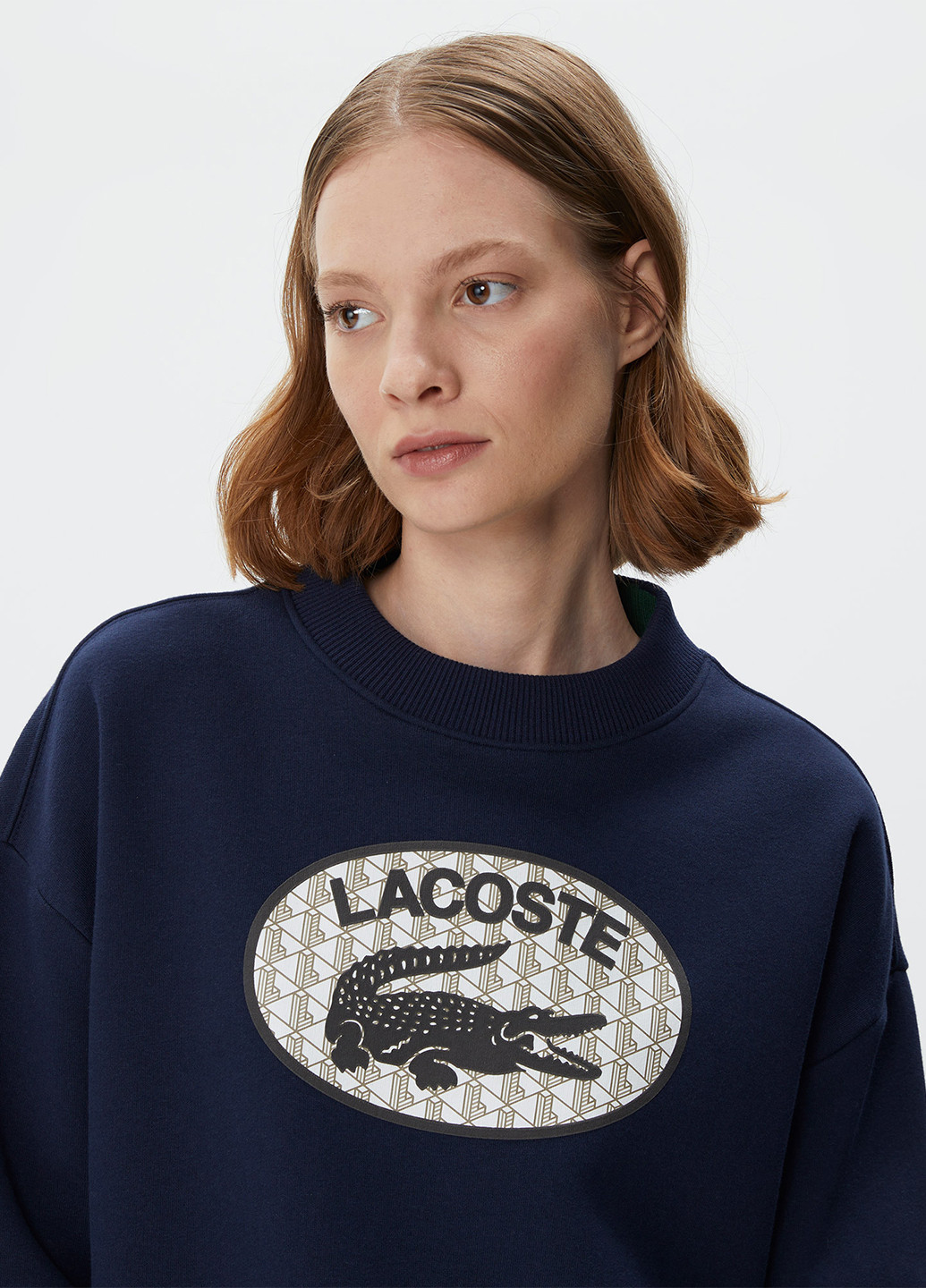 Світшот Lacoste - Прямий крій логотип темно-синій кежуал бавовна, трикотаж - (276537019)