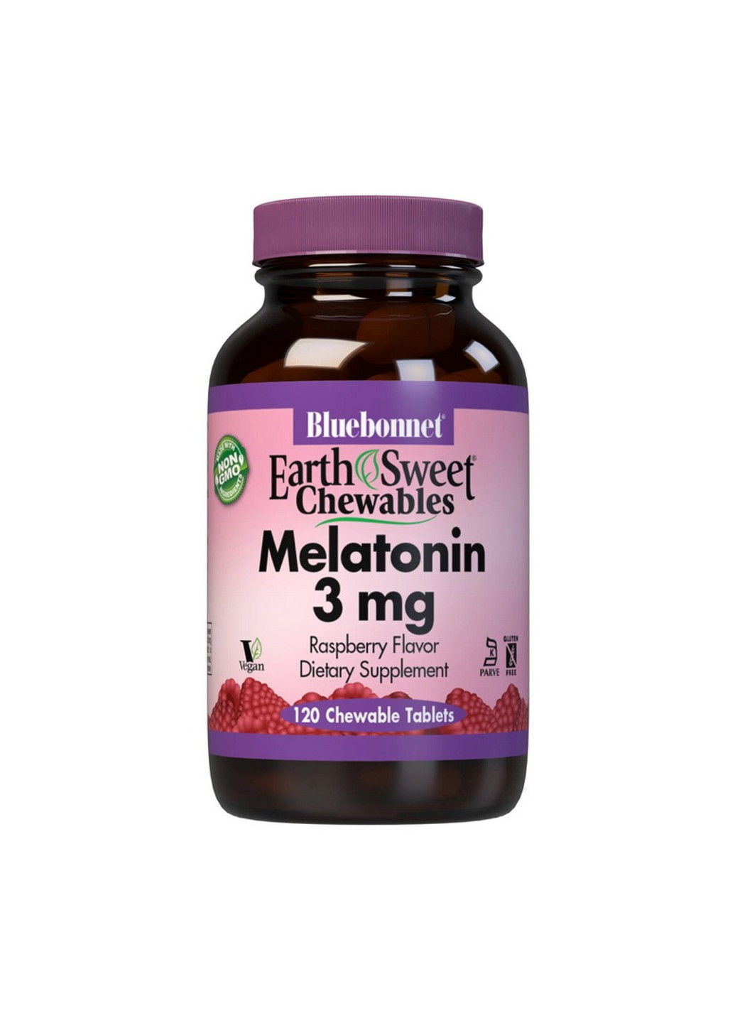 Мелатонин Melatonin 3 mg 60 жевачек Малина Bluebonnet Nutrition (255409591)