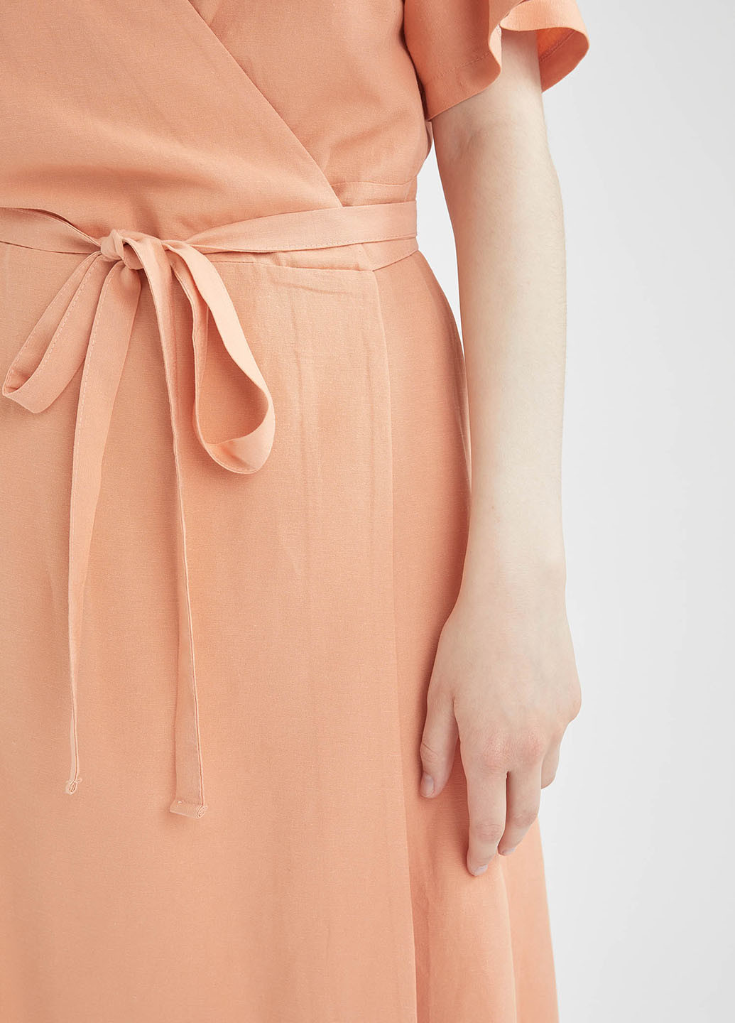 Персикова кежуал плаття, сукня на запах DeFacto
