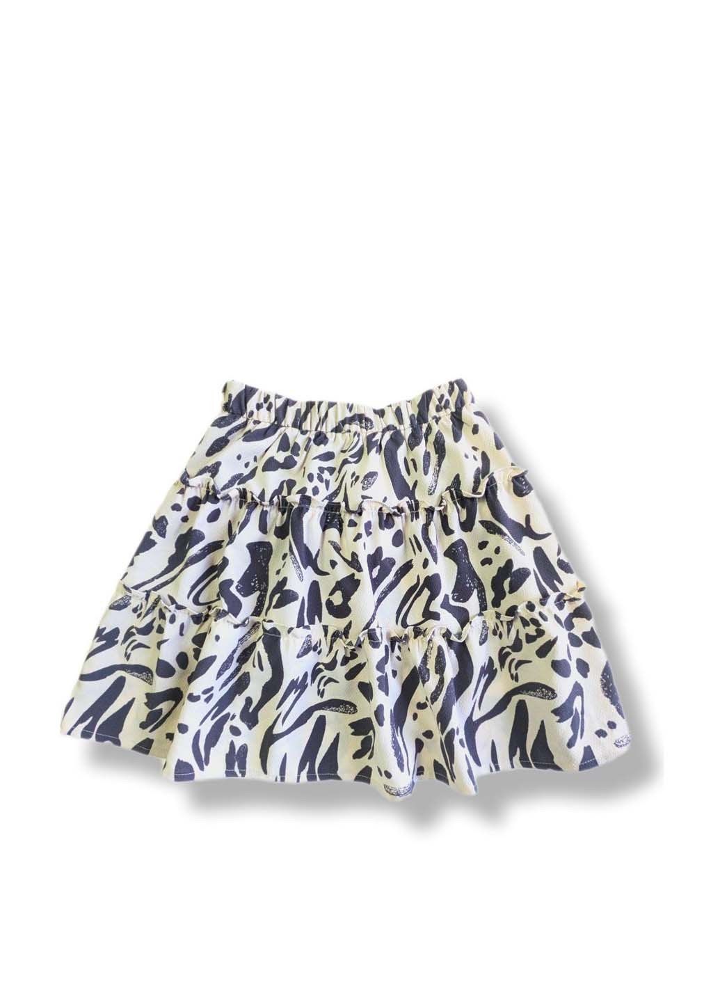 Разноцветная кэжуал с абстрактным узором юбка H&M а-силуэта (трапеция)