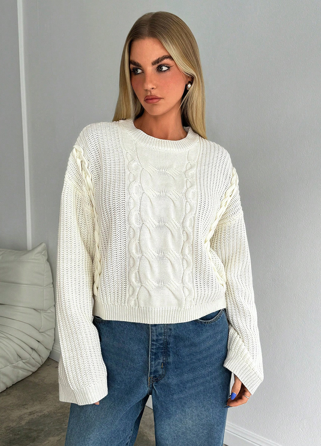 Молочный демисезонный джемпер джемпер SHEIN