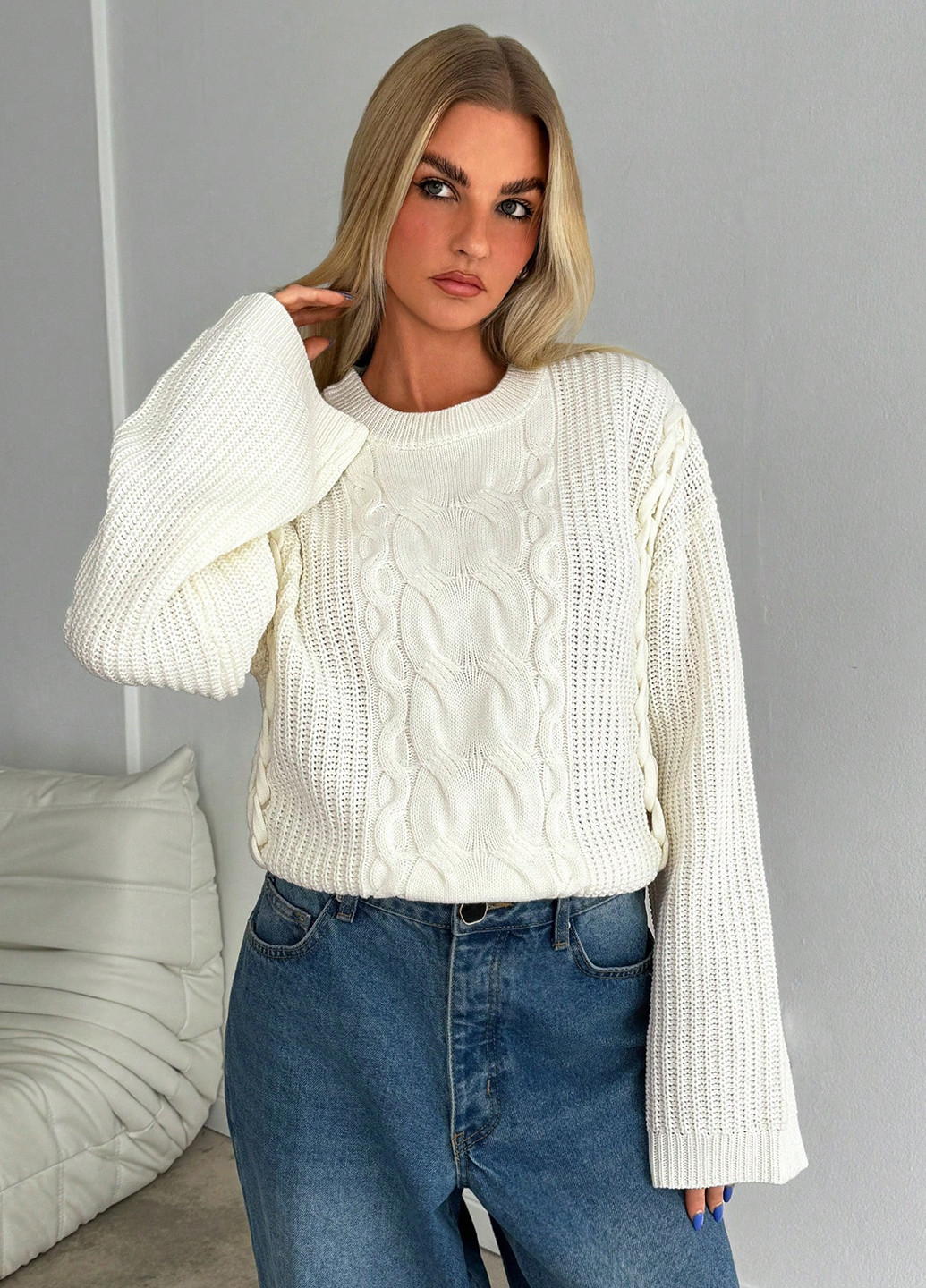 Молочный демисезонный джемпер джемпер SHEIN