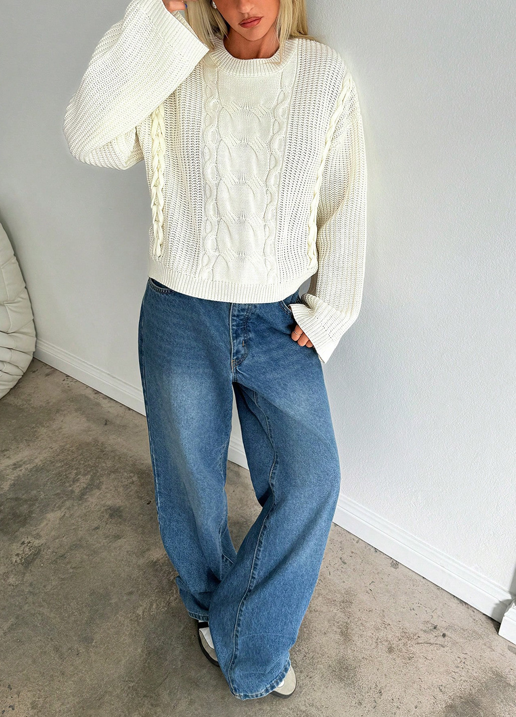 Молочный демисезонный джемпер джемпер SHEIN