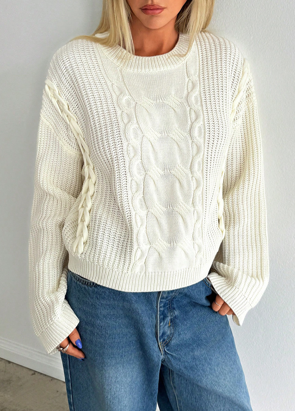 Молочный демисезонный джемпер джемпер SHEIN