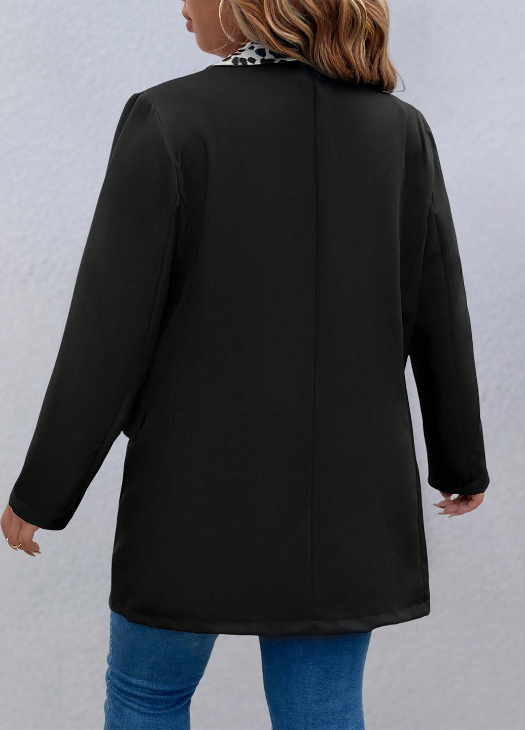 Черный женский жакет SHEIN леопардовый - демисезонный