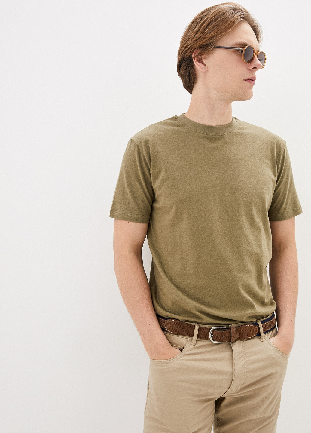 Хакі (оливкова) футболка чоловіча базова з коротким рукавом Роза