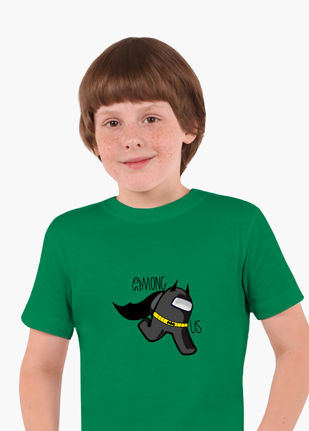 Зеленая демисезонная футболка детская амонг ас бетмен бэтмен (among us batman)(9224-2430) MobiPrint