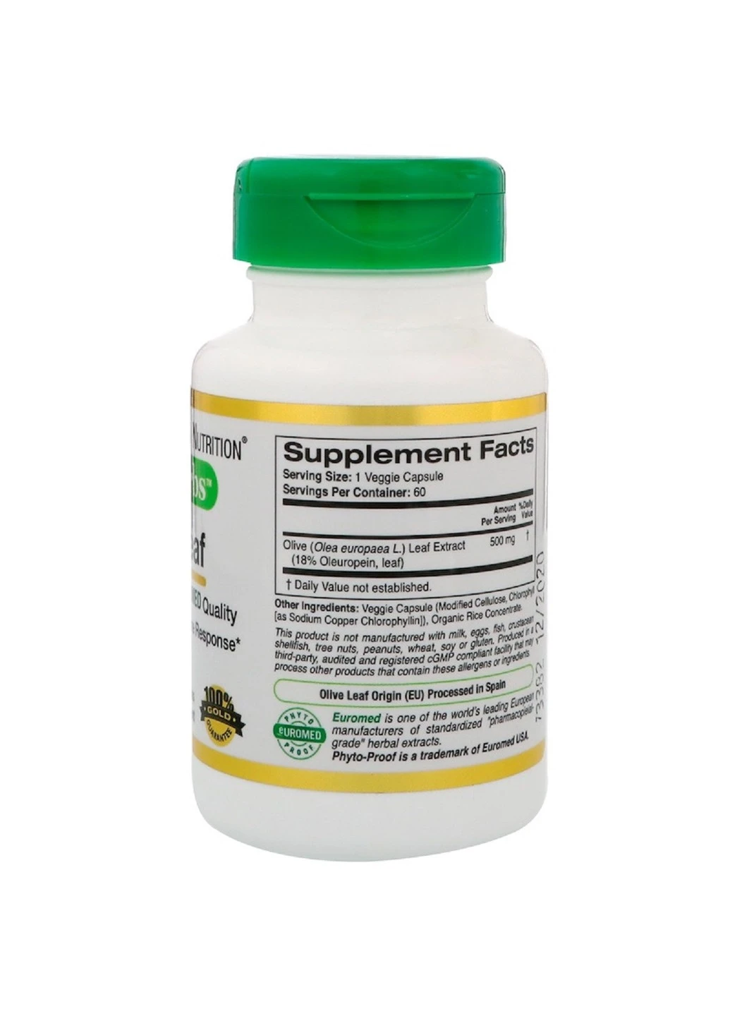 Екстракт Оливкового листя, Olive Leaves,, 500 мг, 60 капсул California Gold Nutrition (255410102)