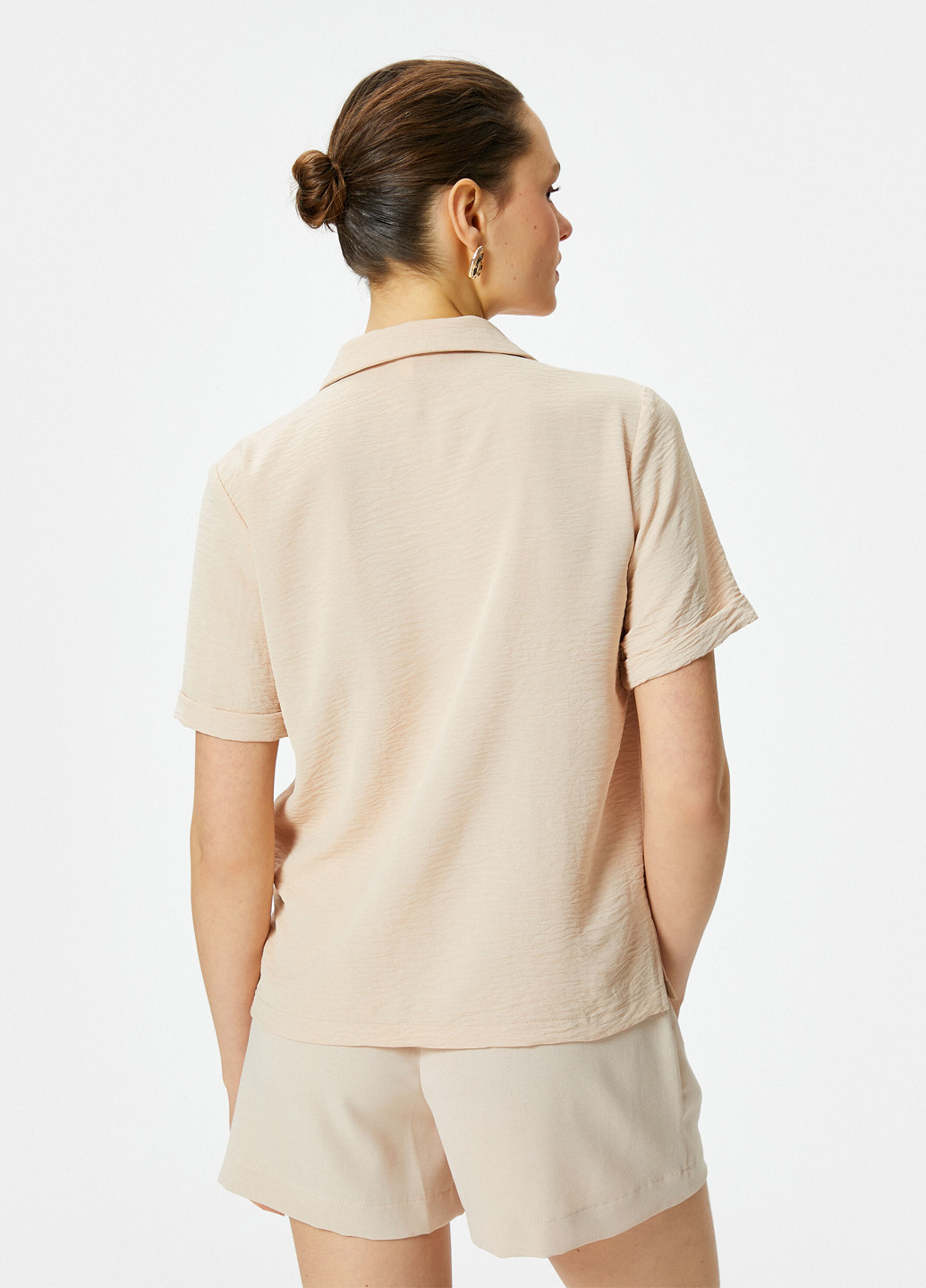 Бежевая кэжуал рубашка однотонная KOTON