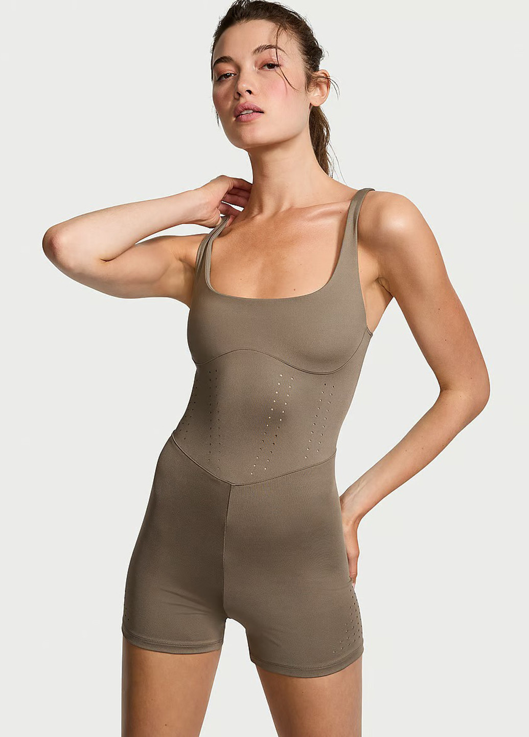 Комбінезон Victoria's Secret комбінезон-шорти однотонний зелений спортивний поліестер