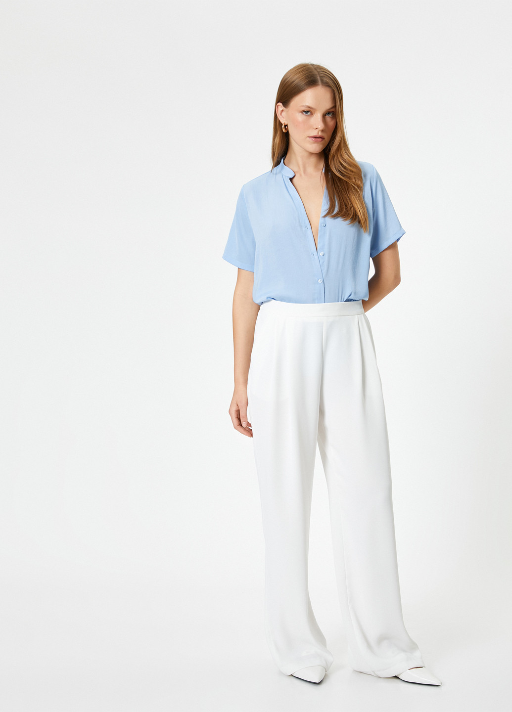 Голубой кэжуал рубашка однотонная KOTON