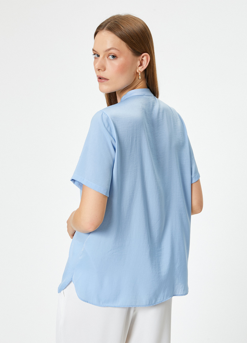 Голубой кэжуал рубашка однотонная KOTON