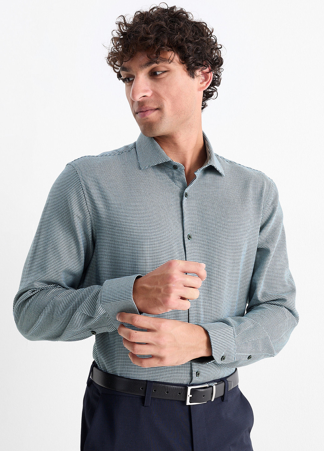 Голубой классическая, кэжуал рубашка с абстрактным узором C&A