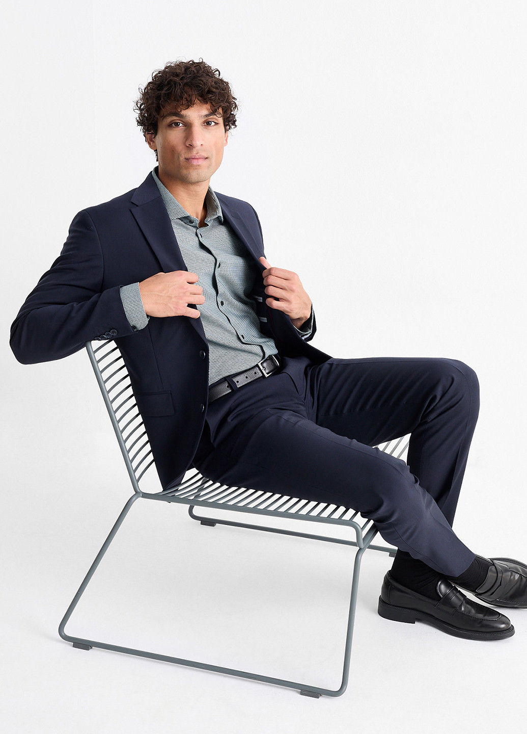 Голубой классическая, кэжуал рубашка с абстрактным узором C&A