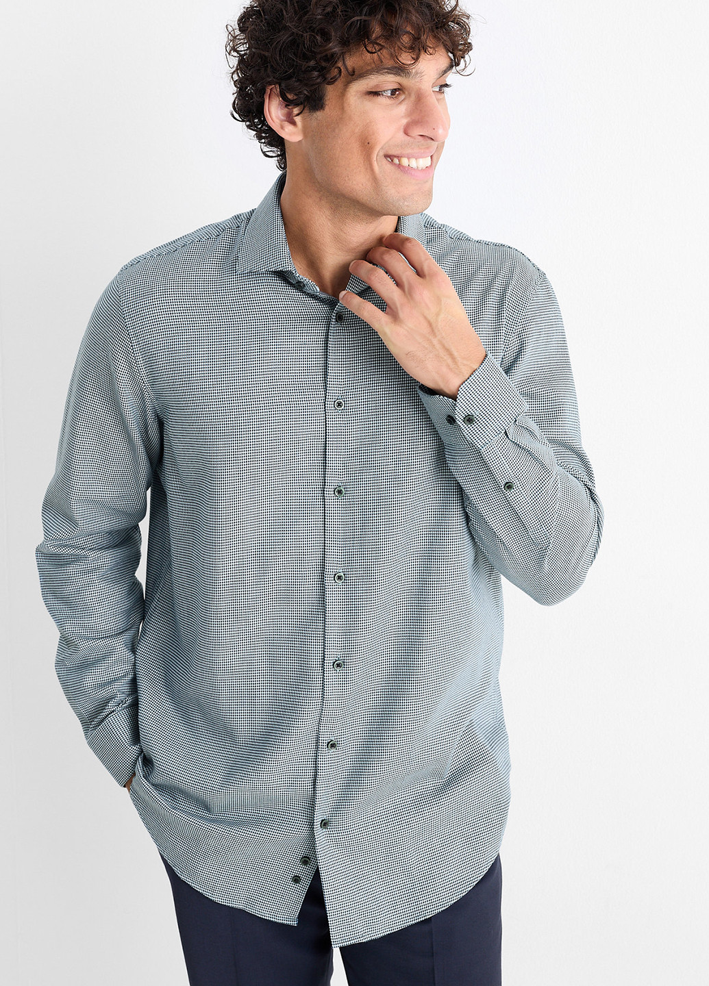 Голубой классическая, кэжуал рубашка с абстрактным узором C&A