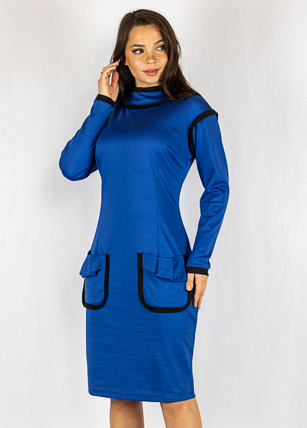 Синее кэжуал платье футляр Time of Style однотонное