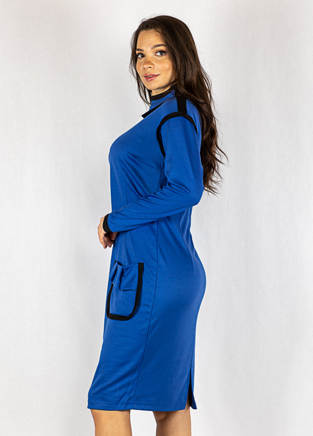 Синее кэжуал платье футляр Time of Style однотонное