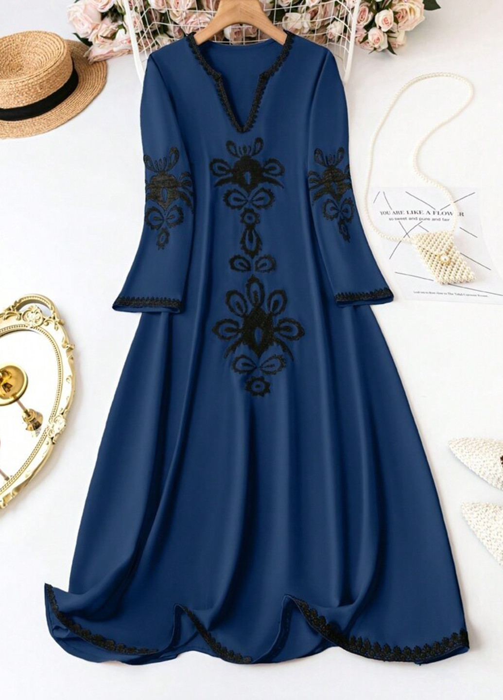 Синя кежуал, святковий сукня а-силует SHEIN однотонна