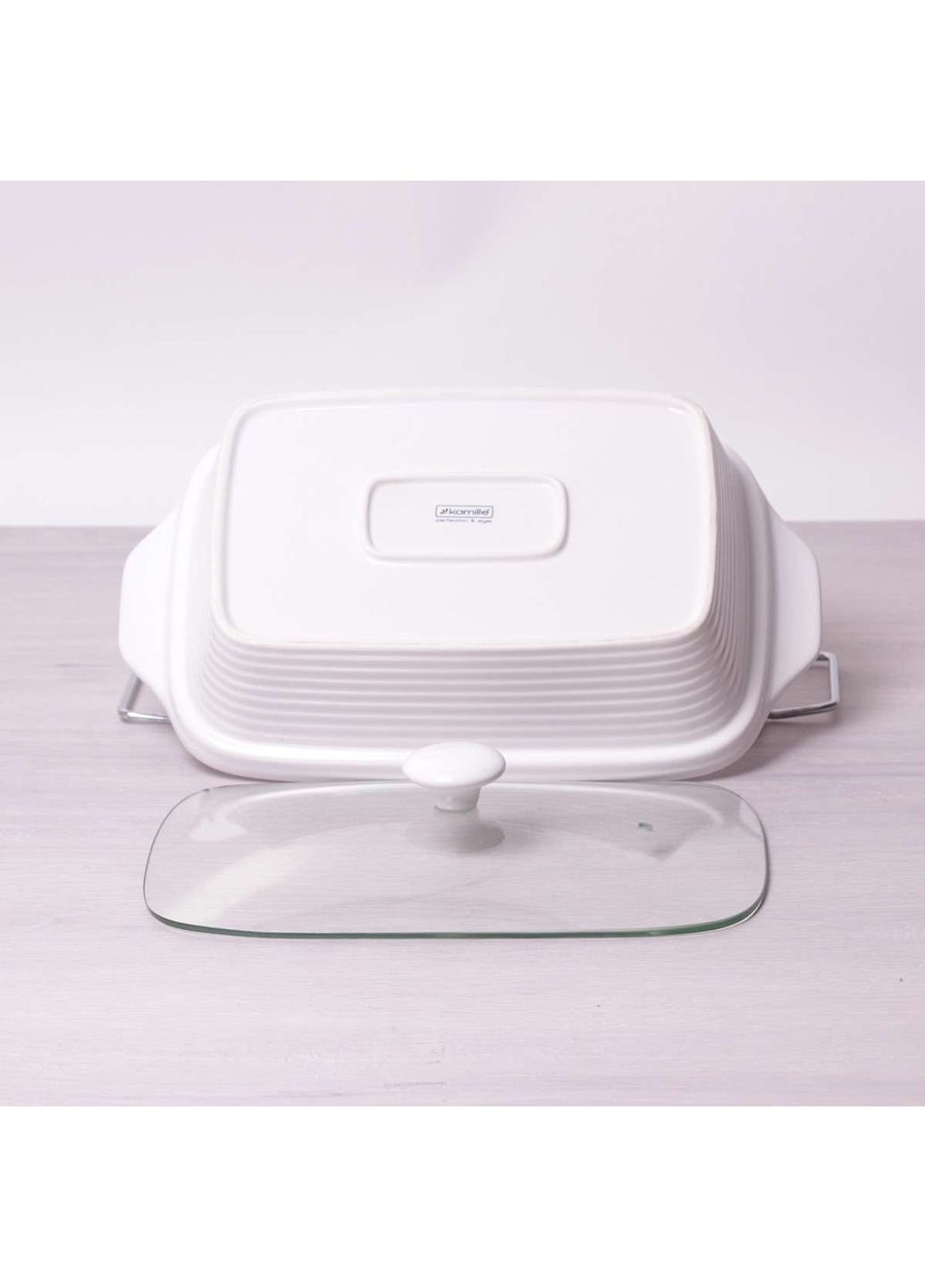 Марміт керамічний 2.4л зі скляною кришкою та металевою підставкою 6403 Kamille (253786494)