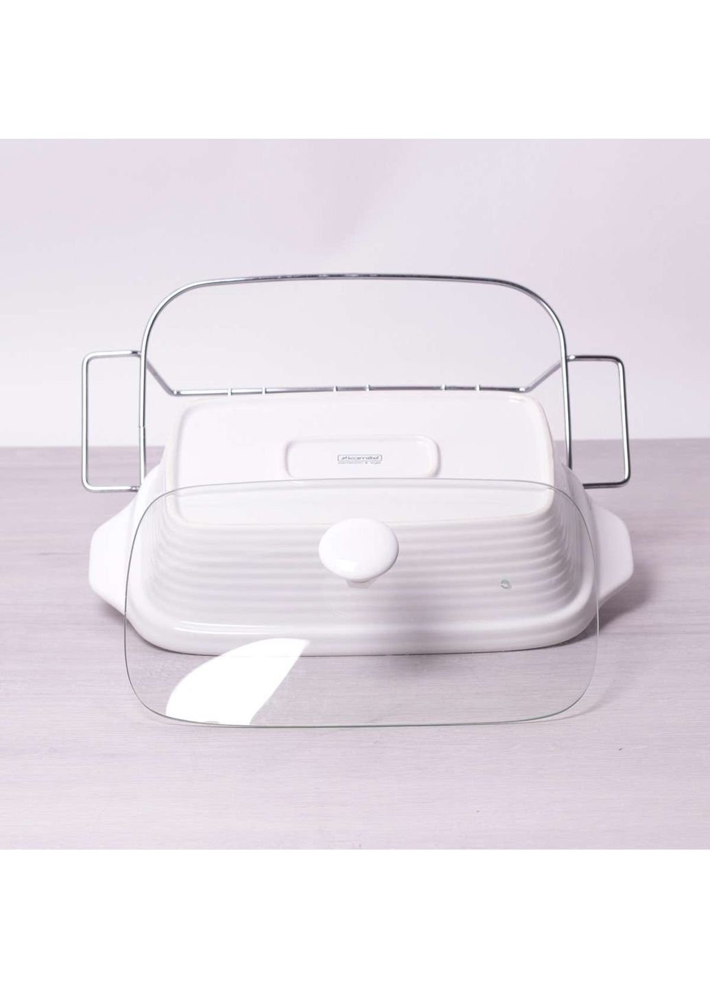 Марміт керамічний 2.4л зі скляною кришкою та металевою підставкою 6403 Kamille (253786494)