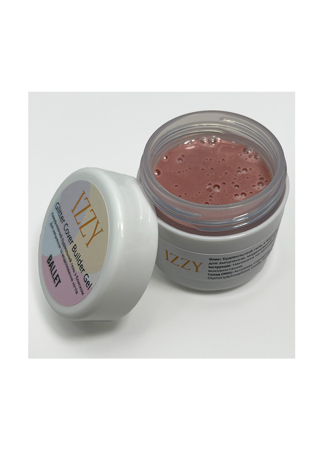 Гель для наращивания ногтей с серебряным микроблеском Ballet Glitter Cover Gel, 40 г Izzy (363030666)
