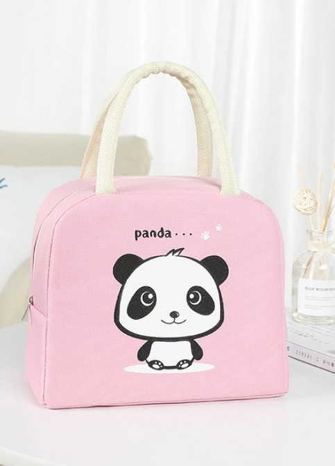 Сумка для ланчу (ланч бег) на блискавці Panda, рожева No Brand 401994 (252644125)