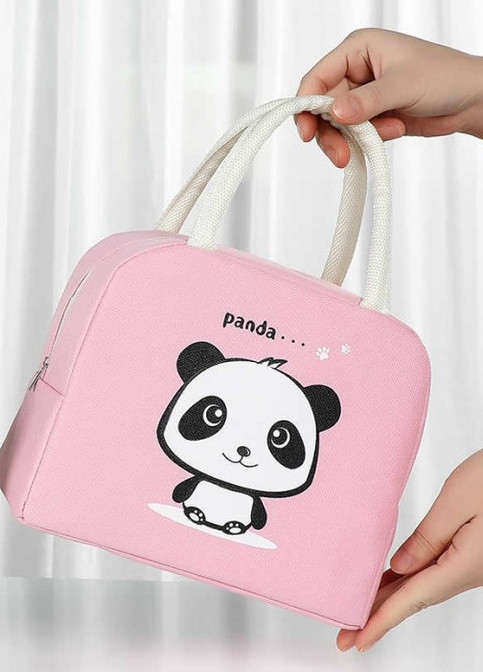 Сумка для ланча (ланч бэг) на молнии Panda, розовая No Brand 401994 (252644125)